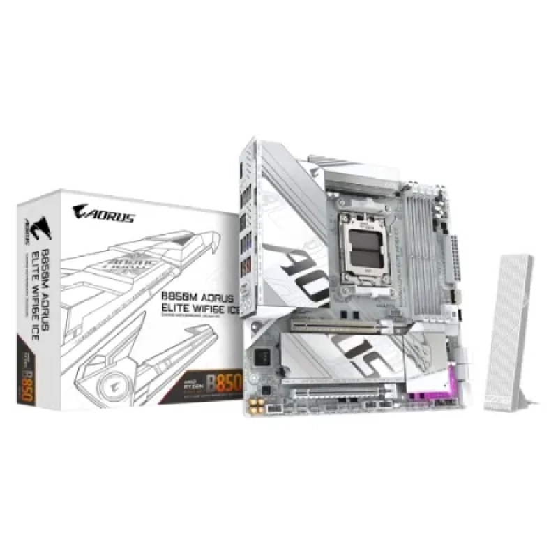 GIGABYTE B850M AORUS ELITE WIFI6E ICE AMD AM5 DDR5 Micro ATX Motherboard